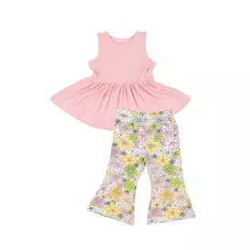 Angel Dear - Mixed Retro Floral Peplum Tank + Baby Bells