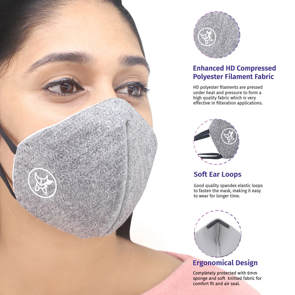 Arctic Fox AIW V2 Washable Grey Mask