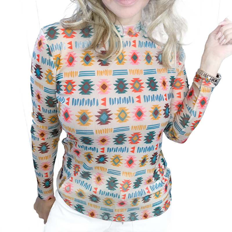 Boho Desert Long Sleeve Sheer Top