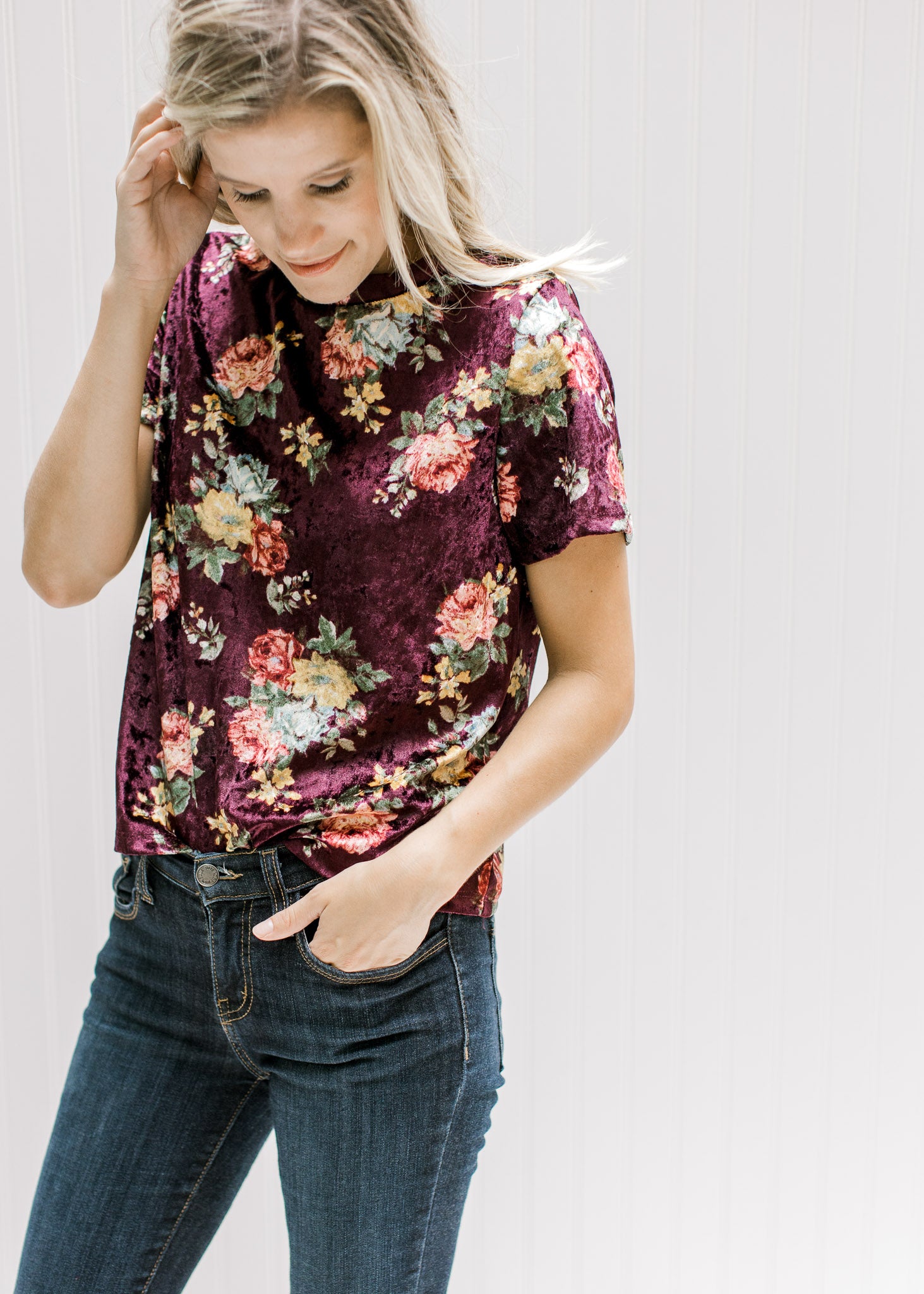 Burgundy Floral Top