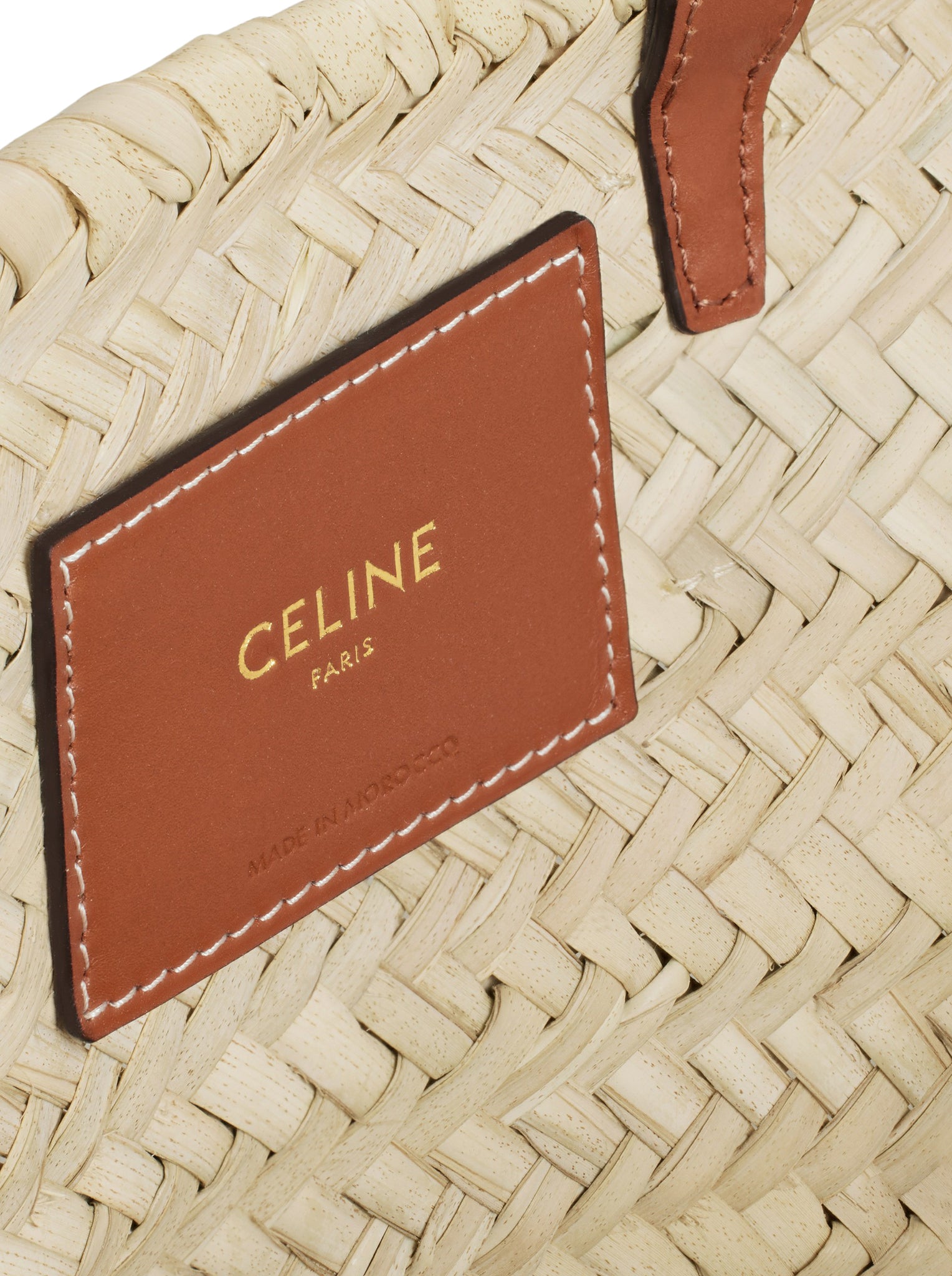 CELINE CLASSIC SMALL PANIER BAG IN PALM LEAVES AND LEATHER CALFSKIN