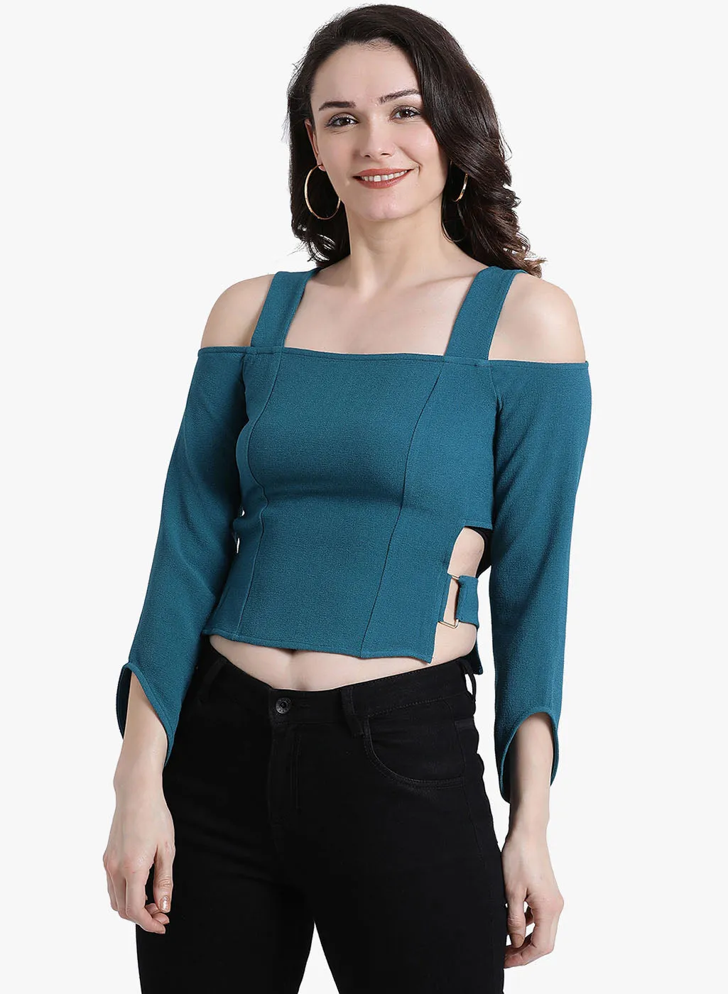 Cold Shoulder Top With Side Cutout