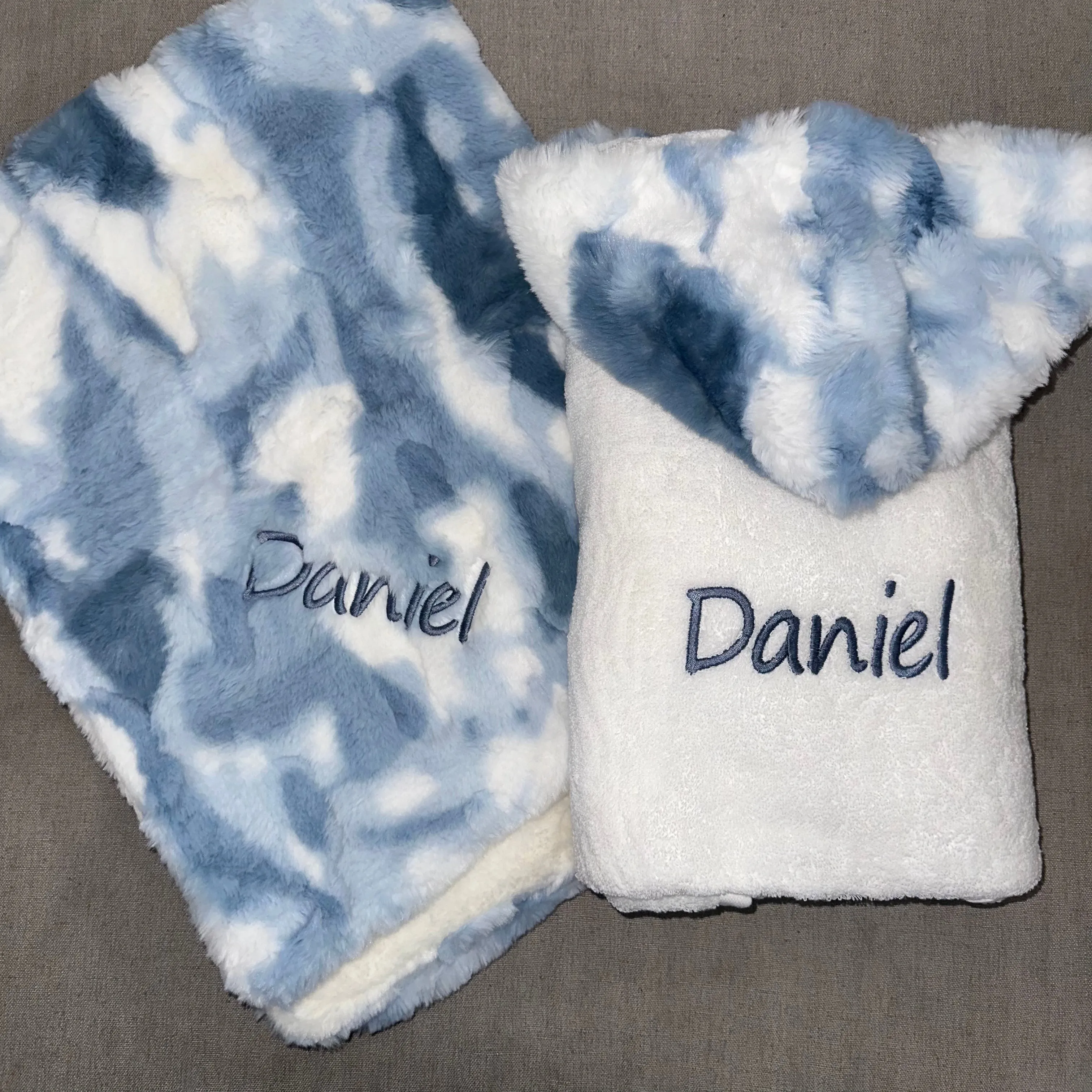 Confetti Blue/White Minky Blanket