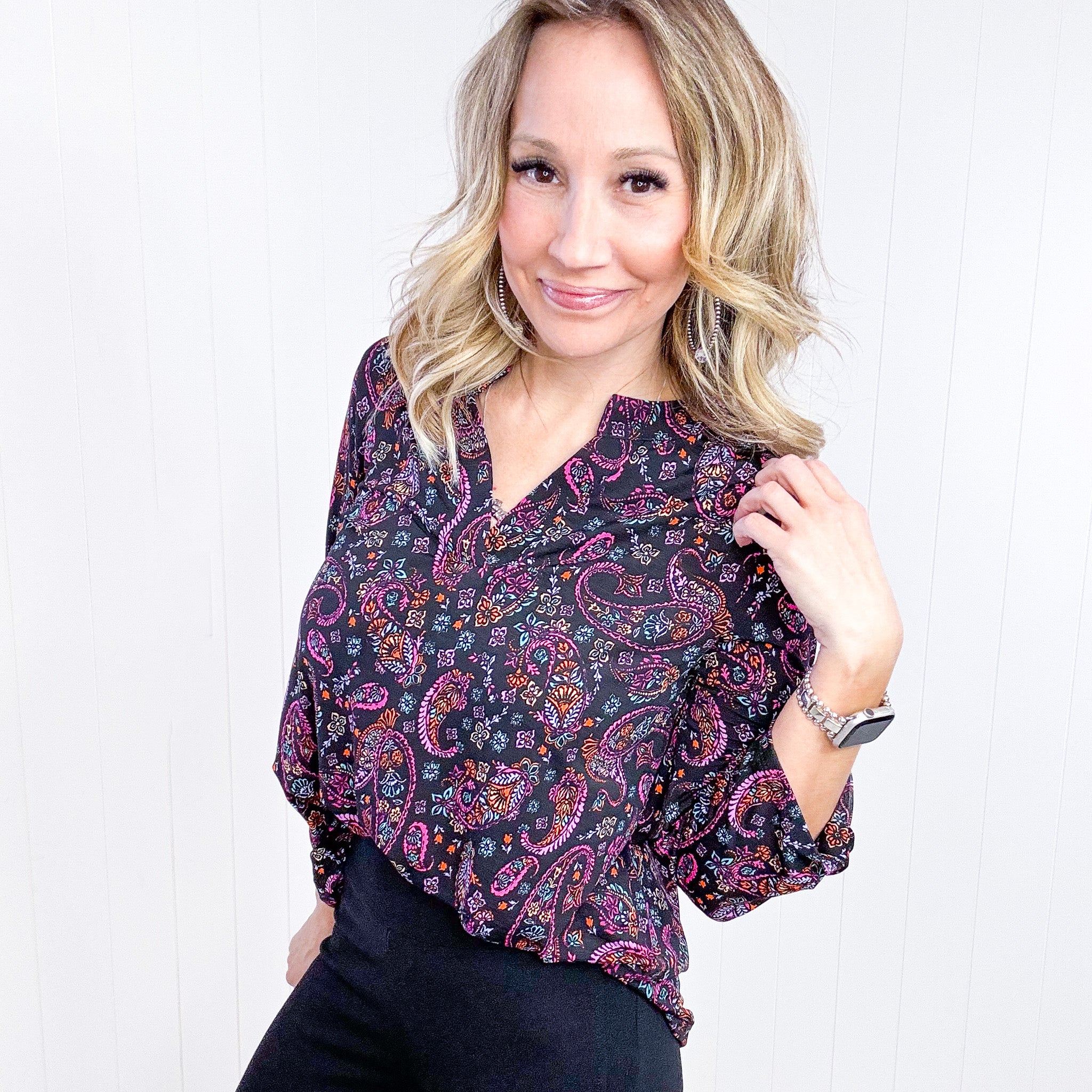 Dear Scarlett Black Paisley Lizzy Top