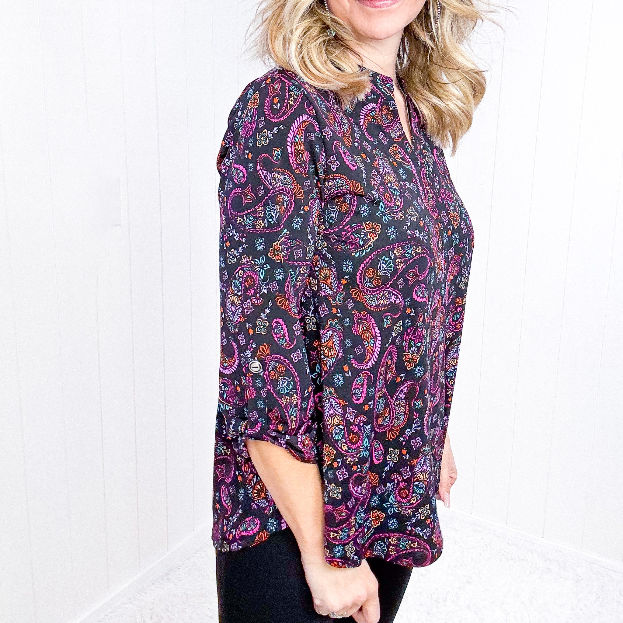 Dear Scarlett Black Paisley Lizzy Top