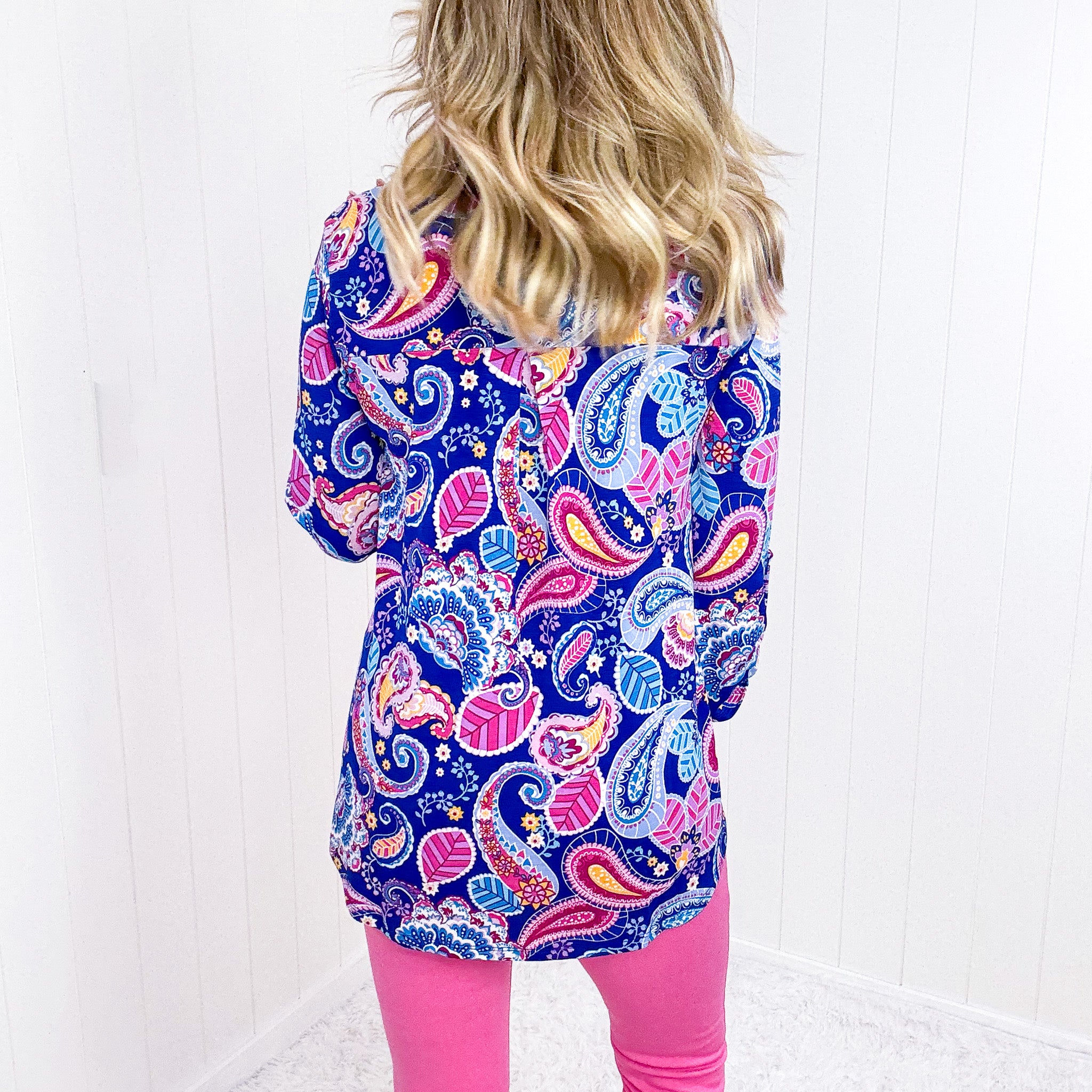 Dear Scarlett Royal and Pink Paisley Lizzy Top