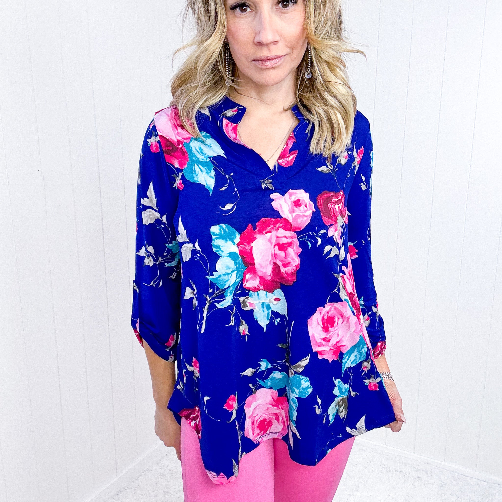 Dear Scarlett Royal Floral Lizzy Top