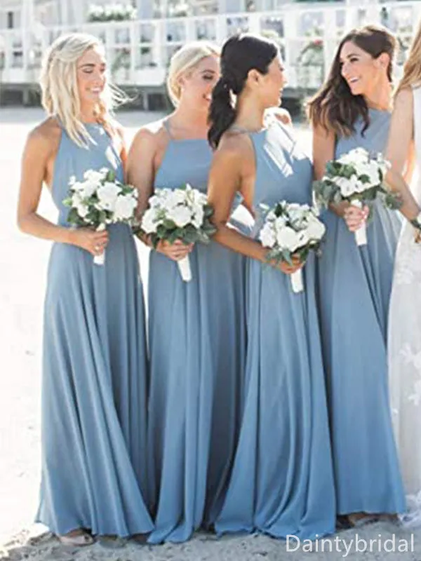 Elegant Halter Backless Chiffon Bridesmaid Dresses, BG289