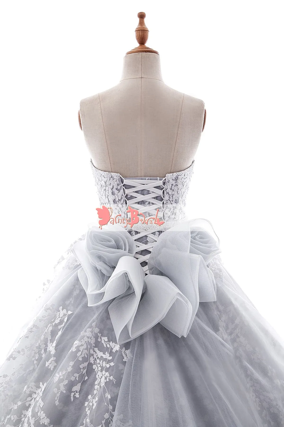 Gorgeous Light Gray Sweetheart Strapless Ball Gown Wedding Dresses,DB0133