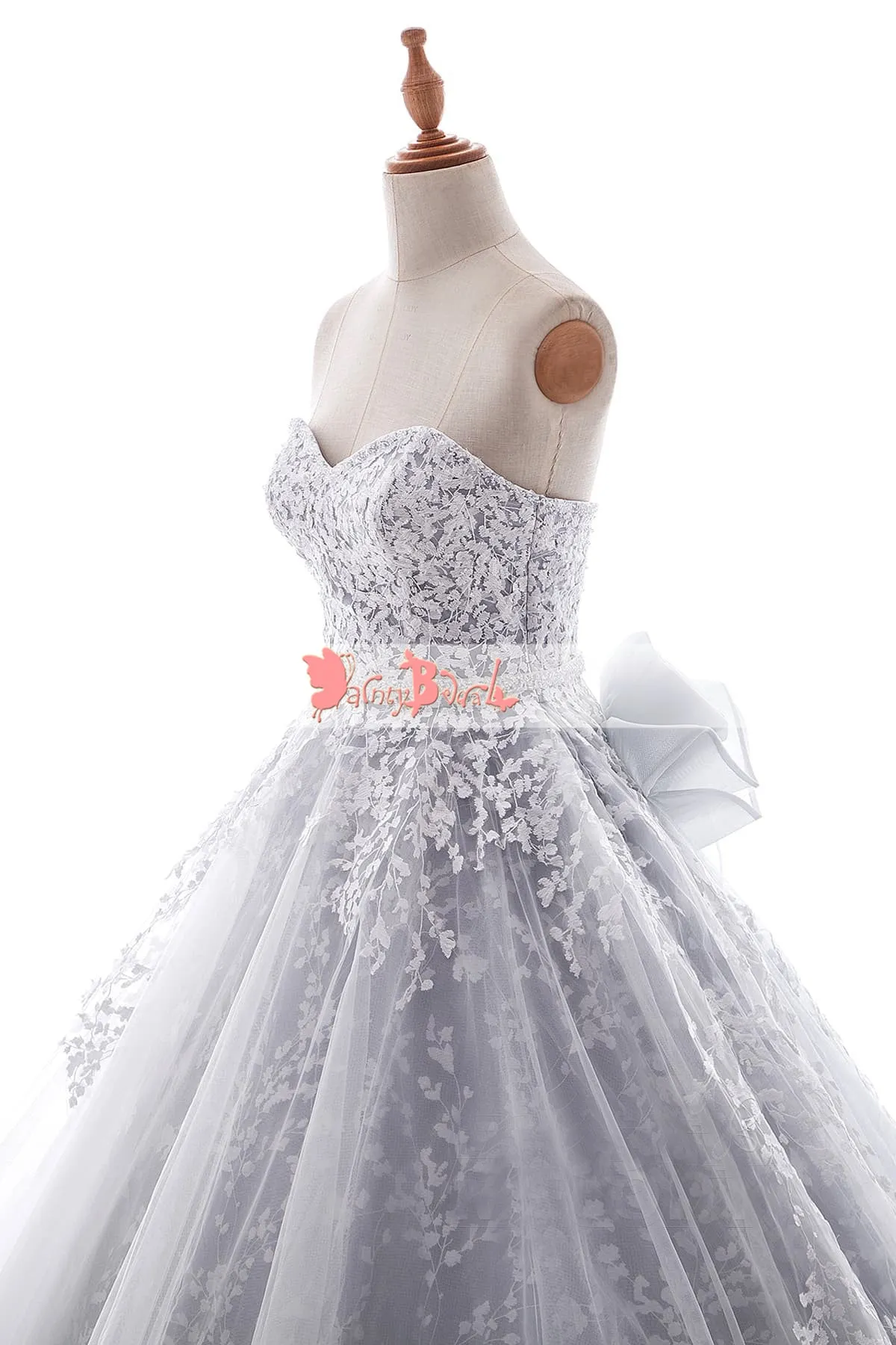 Gorgeous Light Gray Sweetheart Strapless Ball Gown Wedding Dresses,DB0133