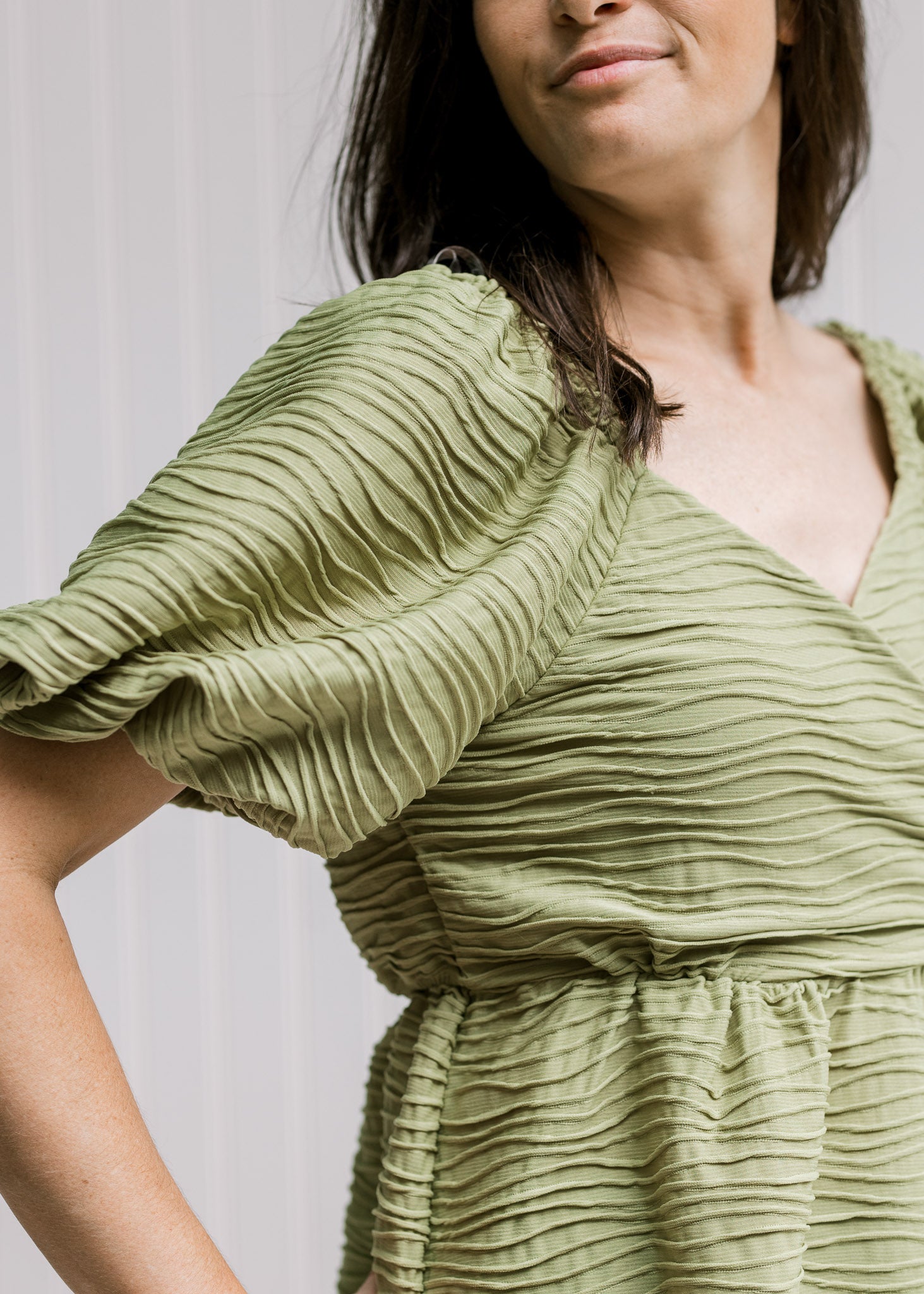 Green Wave Textured Top