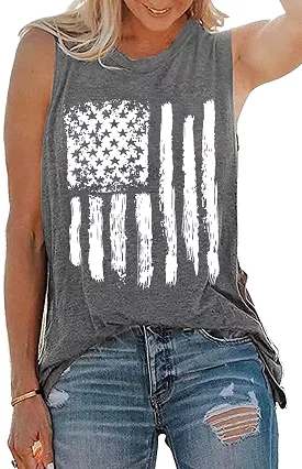 Haute Edition Women'sUSAAmerican Flag 4th of July Casual Loose Fit Tops With Plus