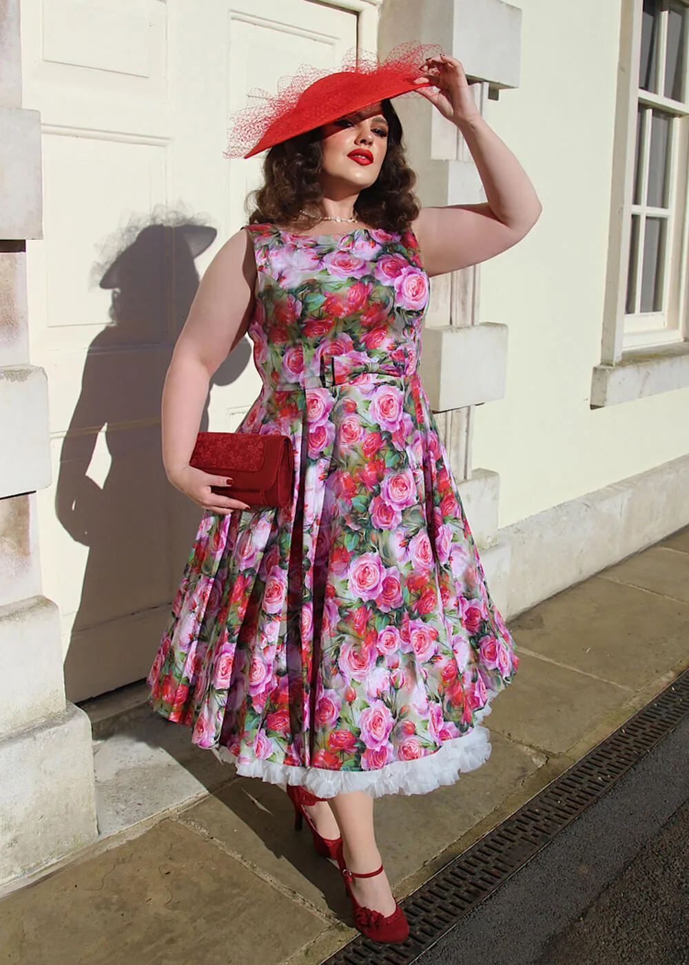 Hearts & Roses Lola Floral 50's Swing Dress Green