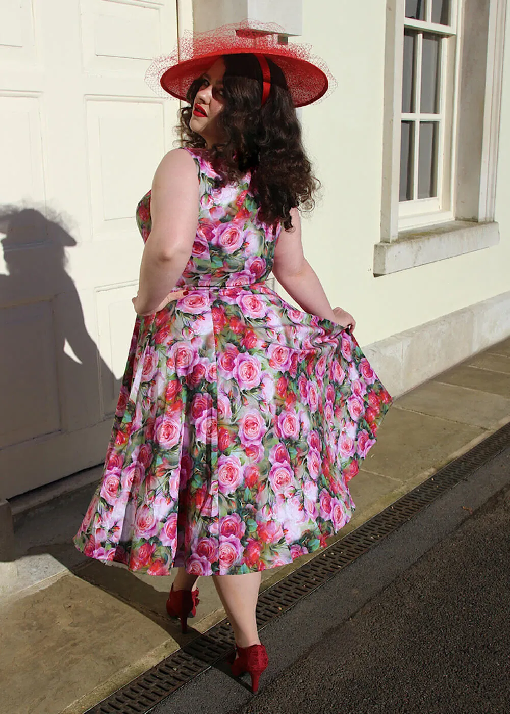 Hearts & Roses Lola Floral 50's Swing Dress Green