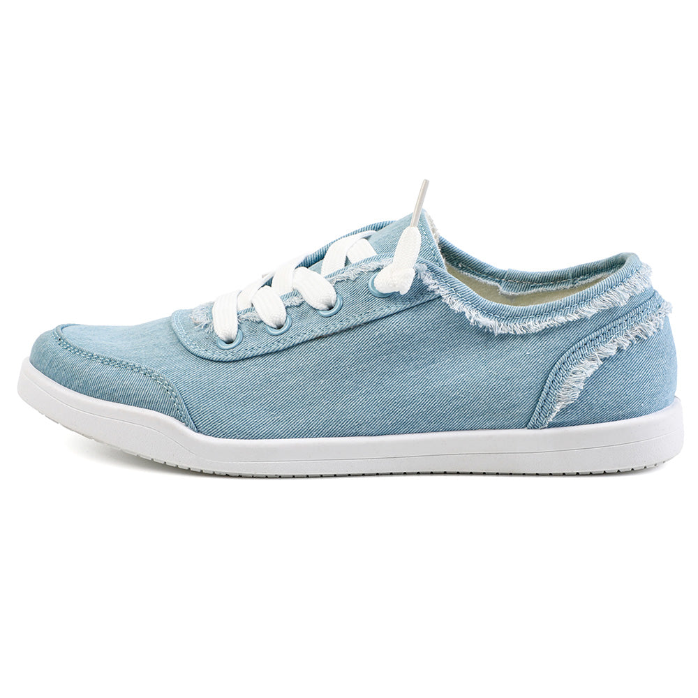 Hiitave Womens Blue Canvas Slip On Shoes