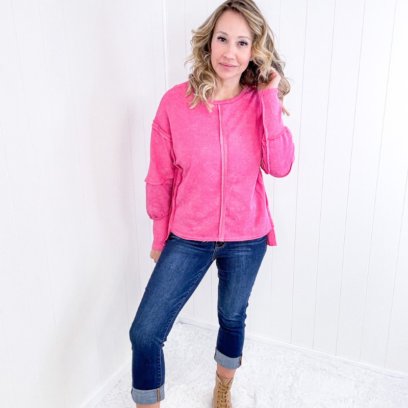 Hot Pink Terri Long Sleeve Sweatshirt