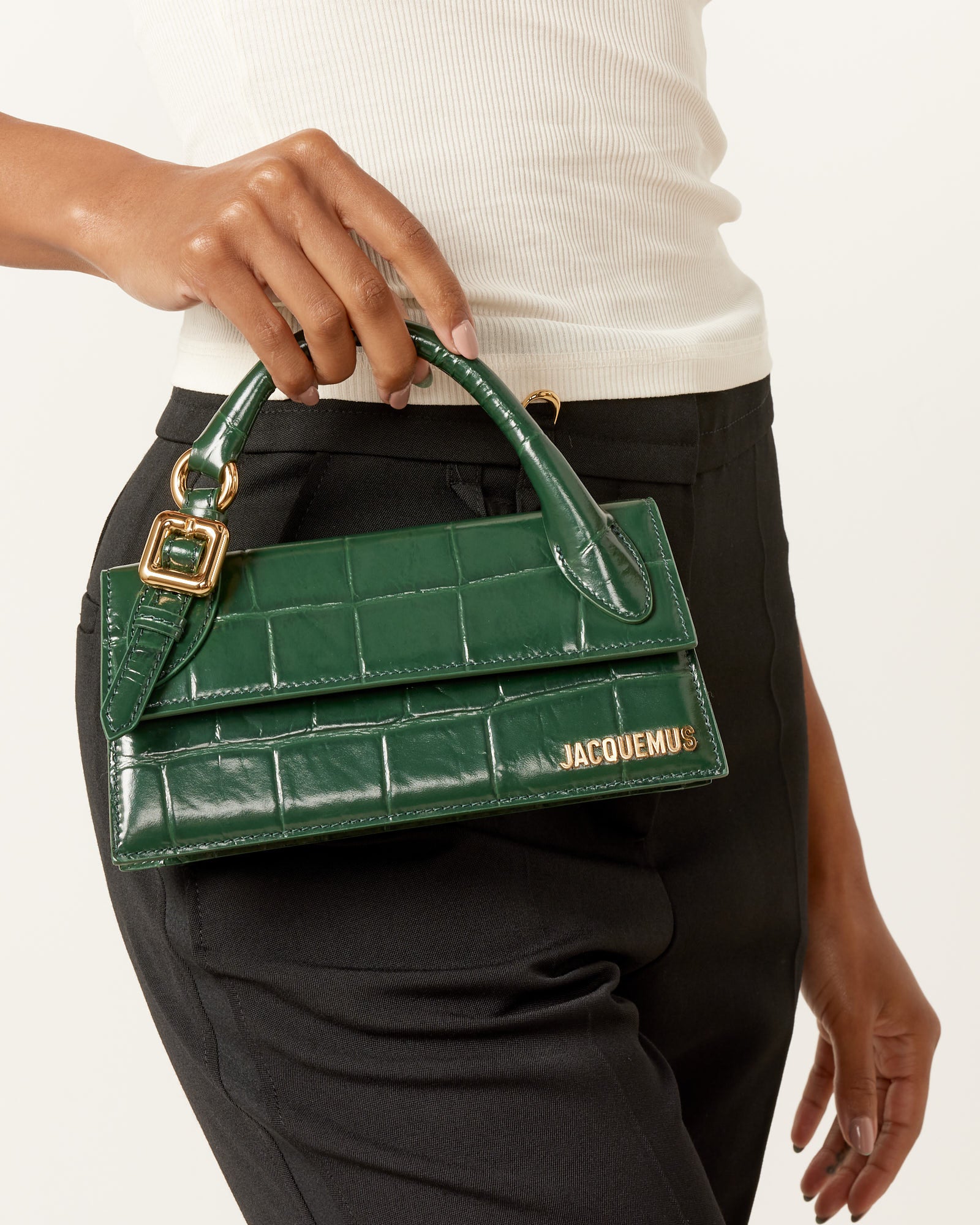 Le Chiquito Long Boucle Bag in Dark Green