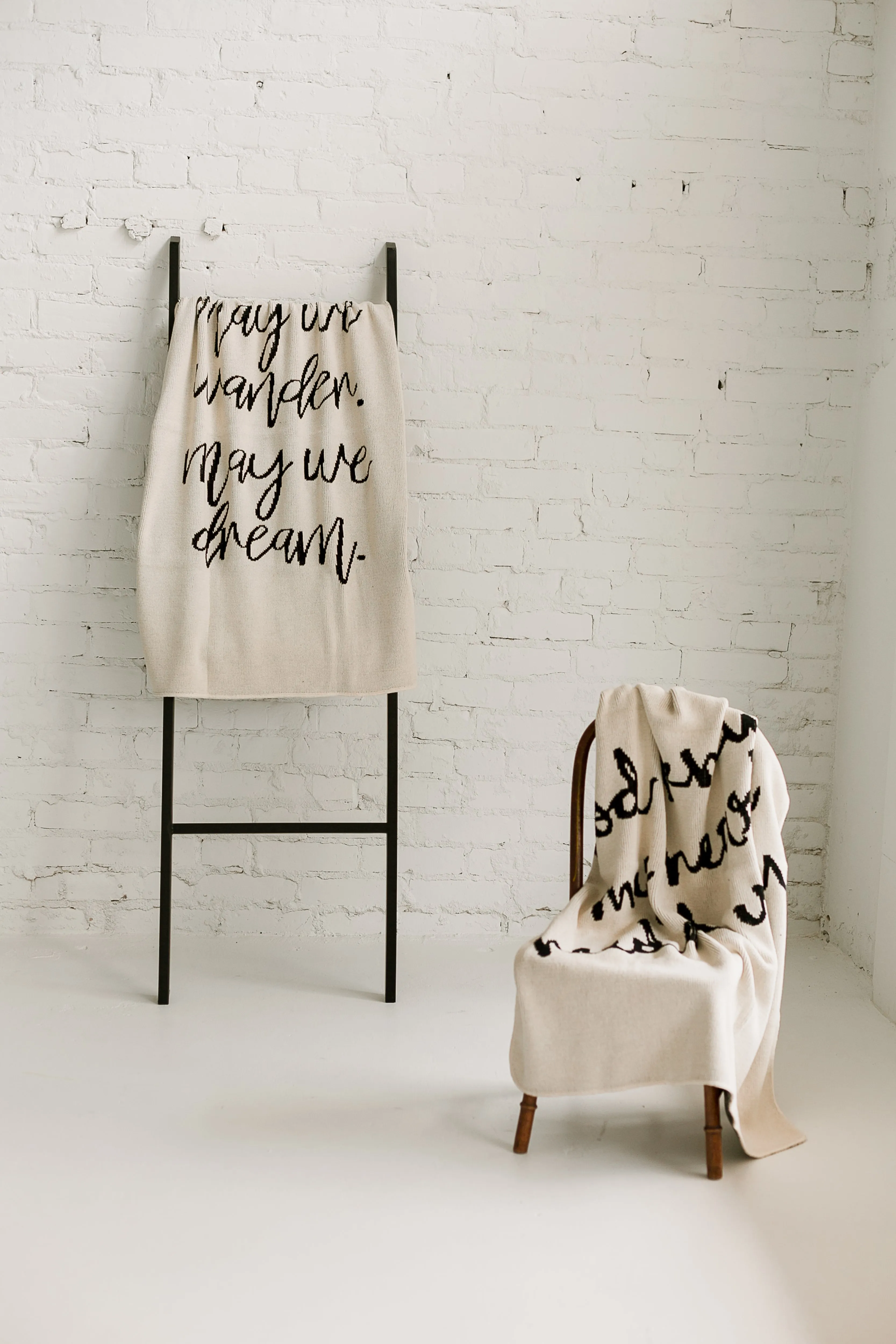 Made in the USA | Recycled Cotton Blend  May We Wander May You Dream Throw Blanket