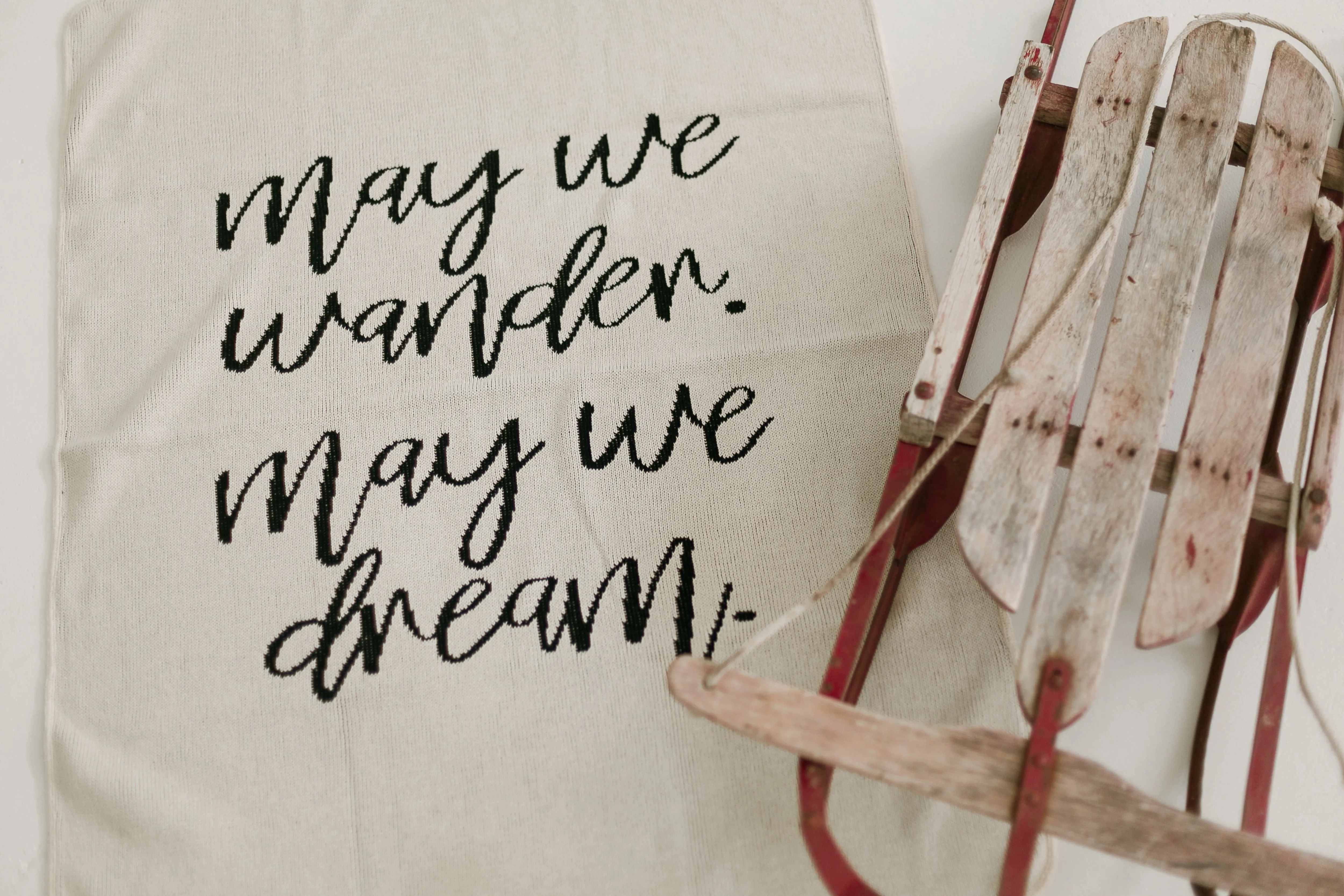 Made in the USA | Recycled Cotton Blend  May We Wander May You Dream Throw Blanket