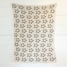 Made in the USA | Recycled Cotton Blend Throw Blanket | Stars on Natural