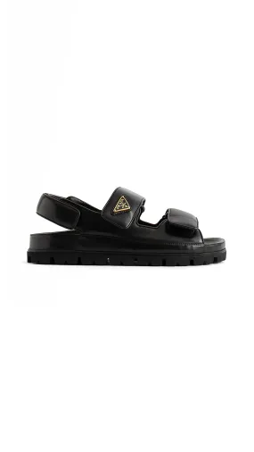 Padded Leather Sandals - Black