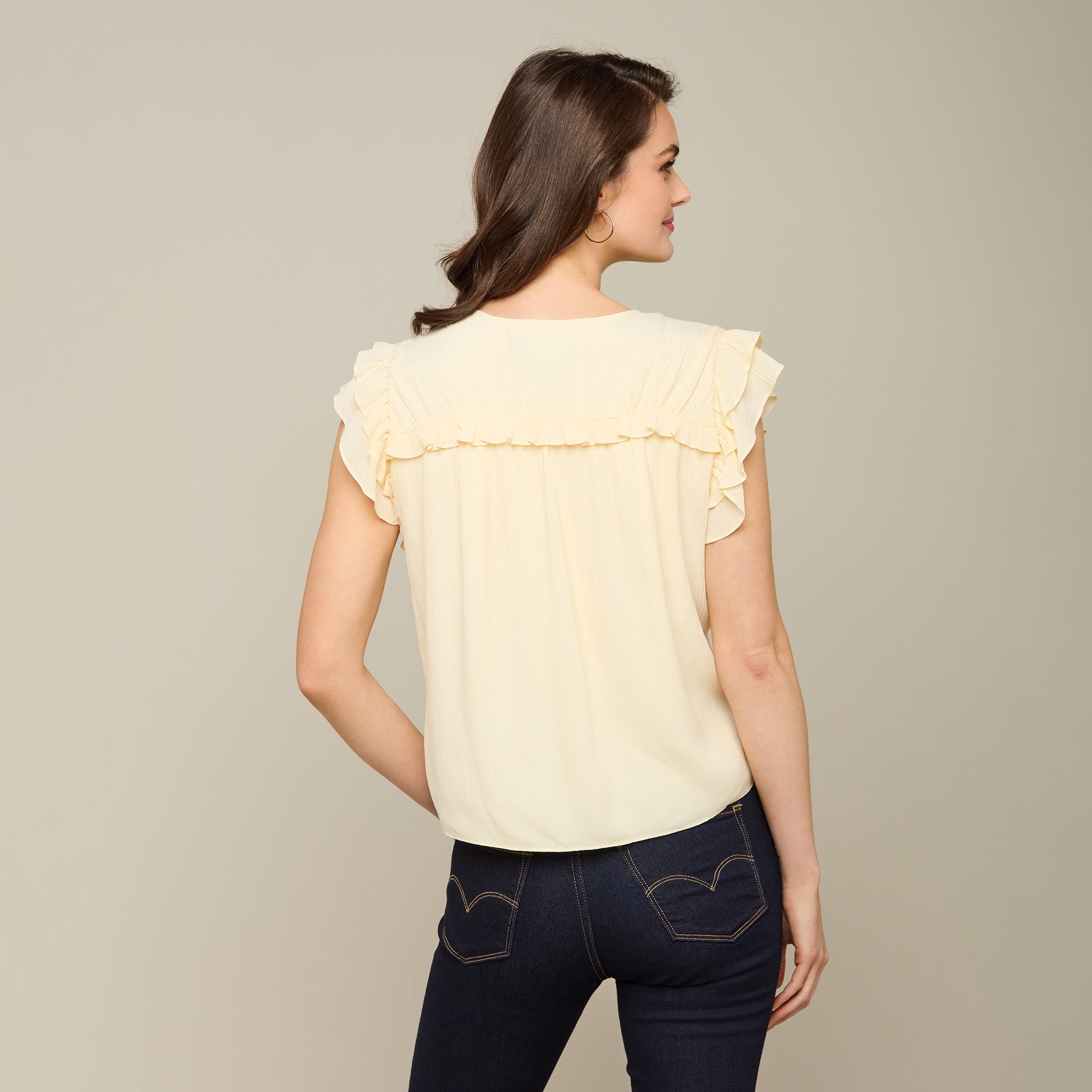 Phoebe Ruffle Blouse :: Light Tan