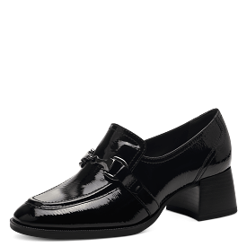 Tamaris Black Patent Heeled Loafers