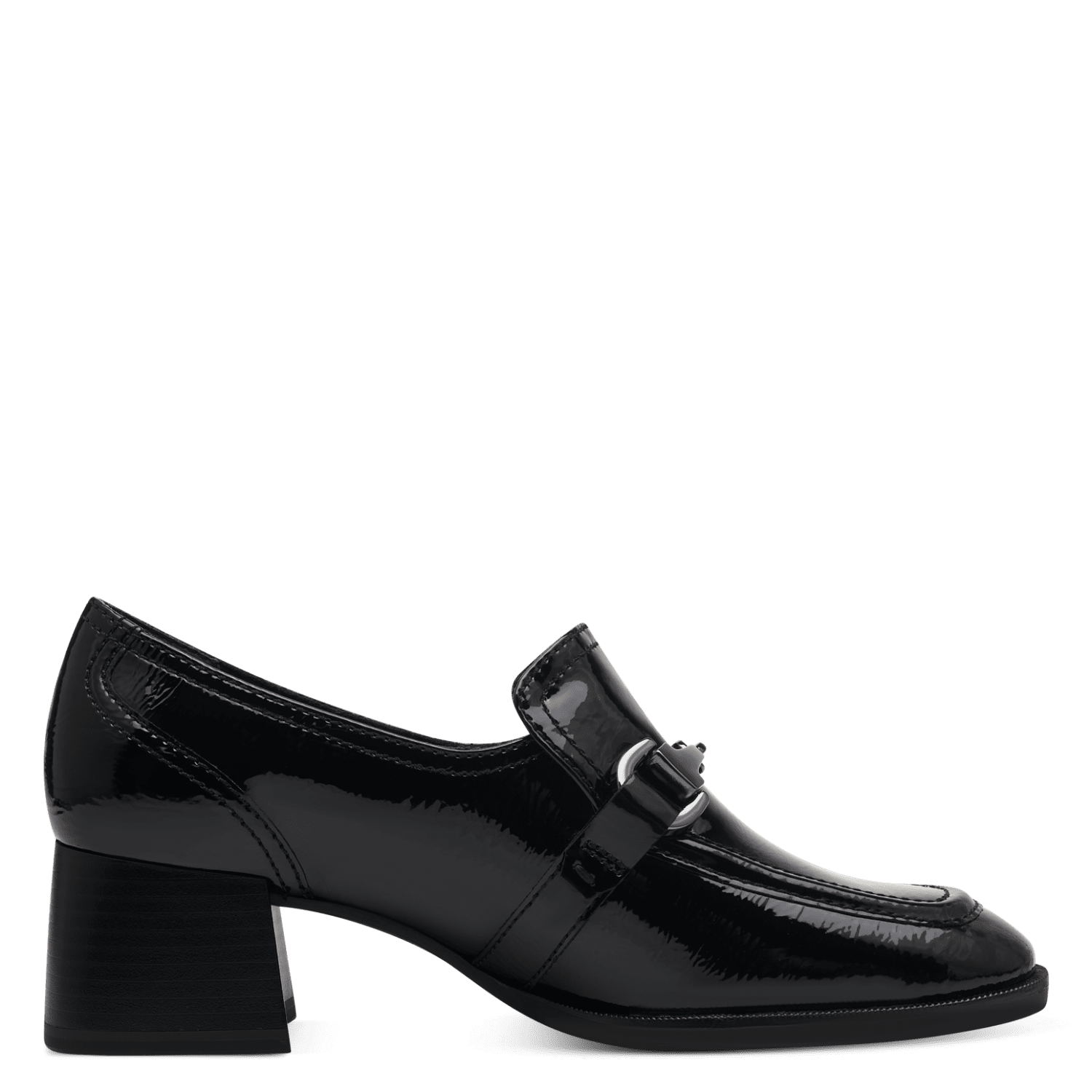 Tamaris Black Patent Heeled Loafers