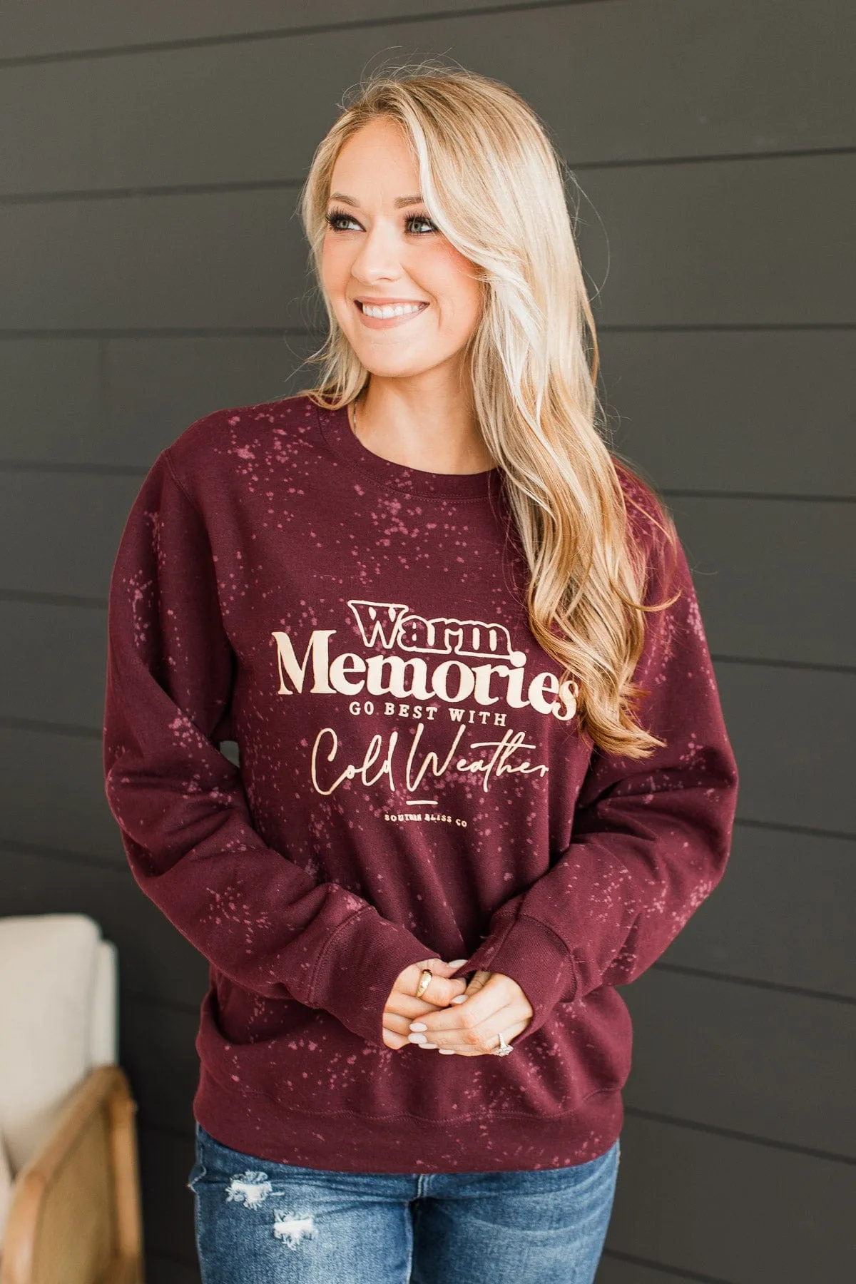 Warm Memories Crew Neck Pullover- Burgundy