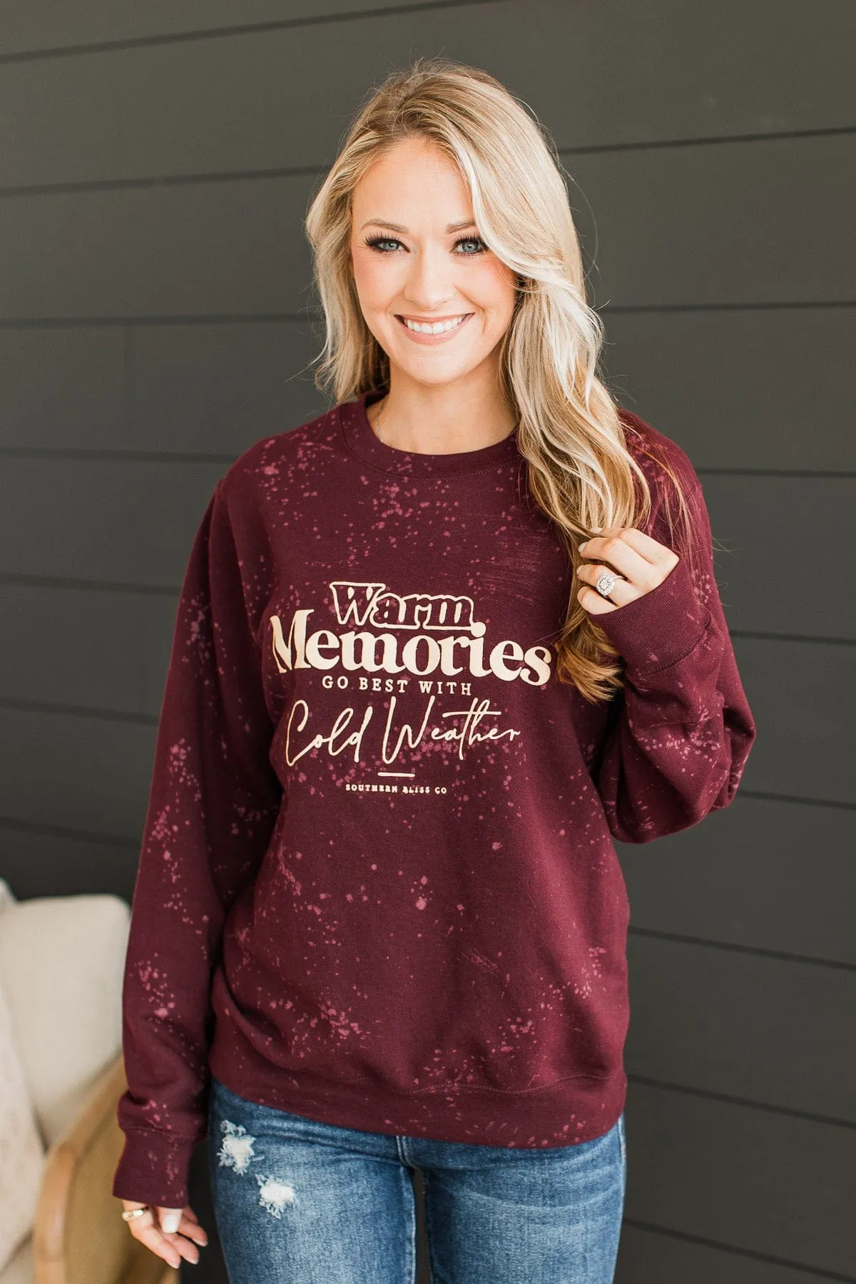 Warm Memories Crew Neck Pullover- Burgundy