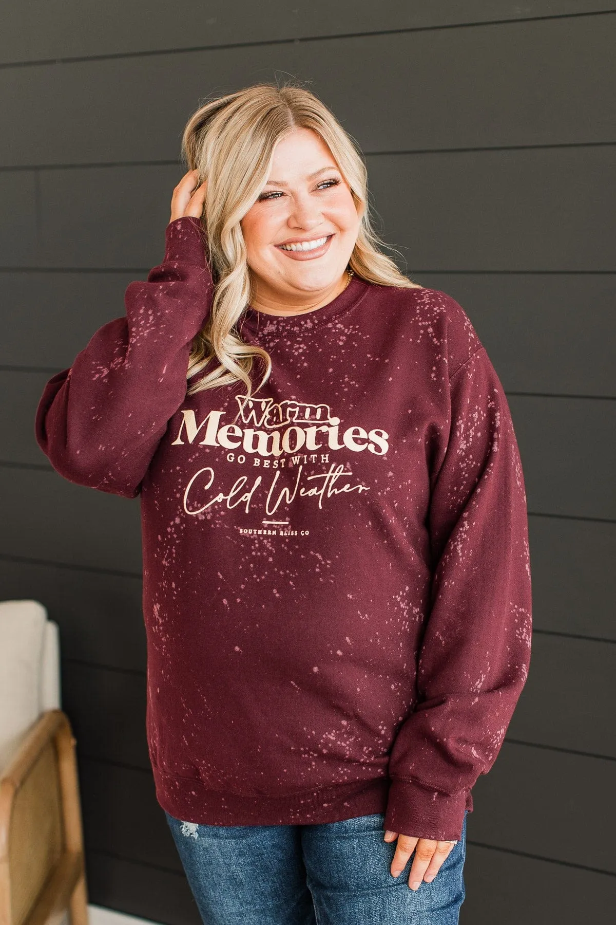 Warm Memories Crew Neck Pullover- Burgundy