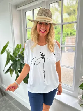 White Dragonfly Warrior Cold Shoulder Top Lisa