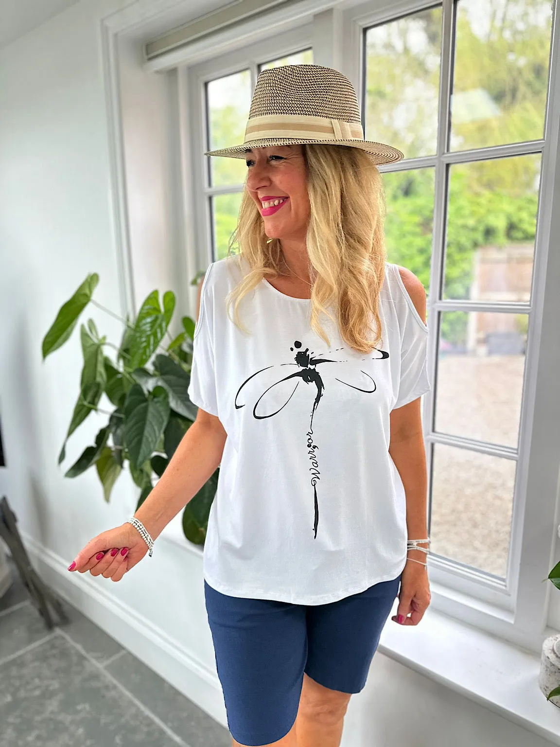 White Dragonfly Warrior Cold Shoulder Top Lisa