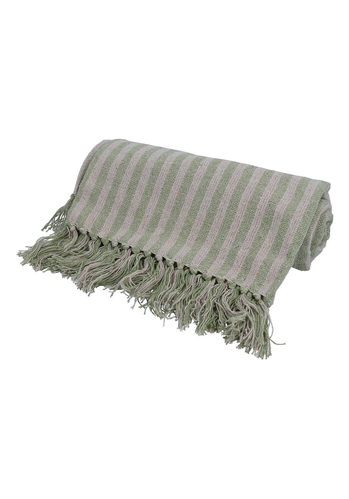 Woven Stripe Throw - Green