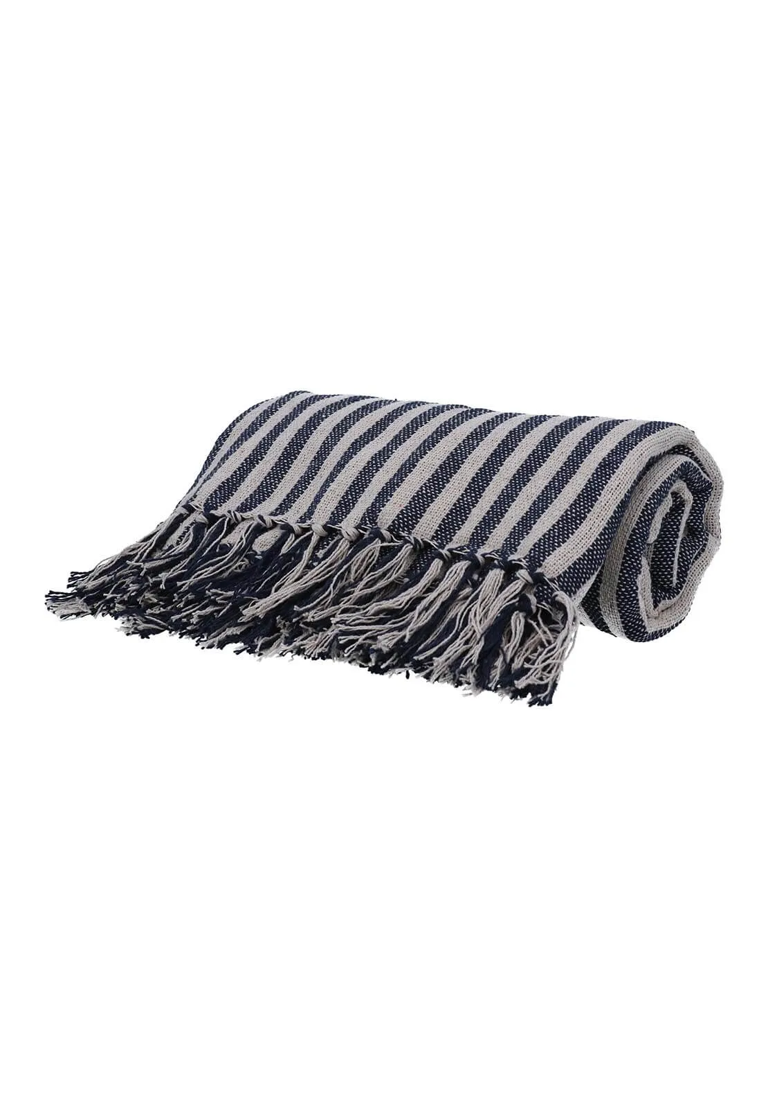 Woven Stripe Throw - Navy